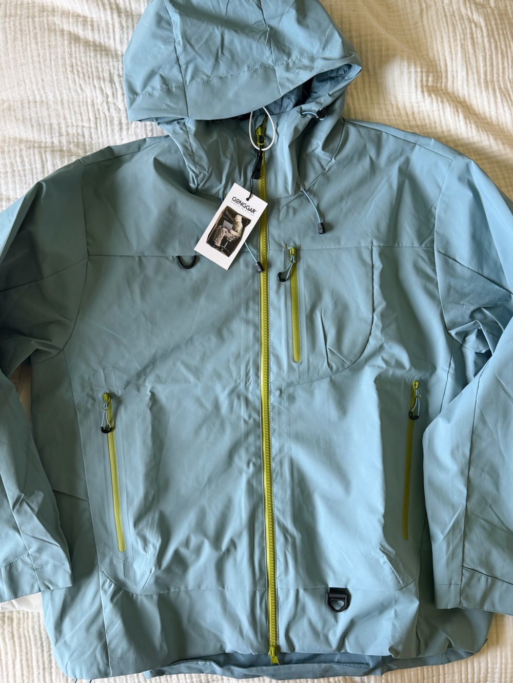 GONGGAR AshNest - Unisex Windproof & Waterproof Hard Shell Jacket in Sky Blue - Picture 10 of 14